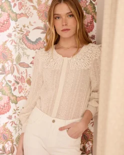 Chemise à col en dentelle Pilar