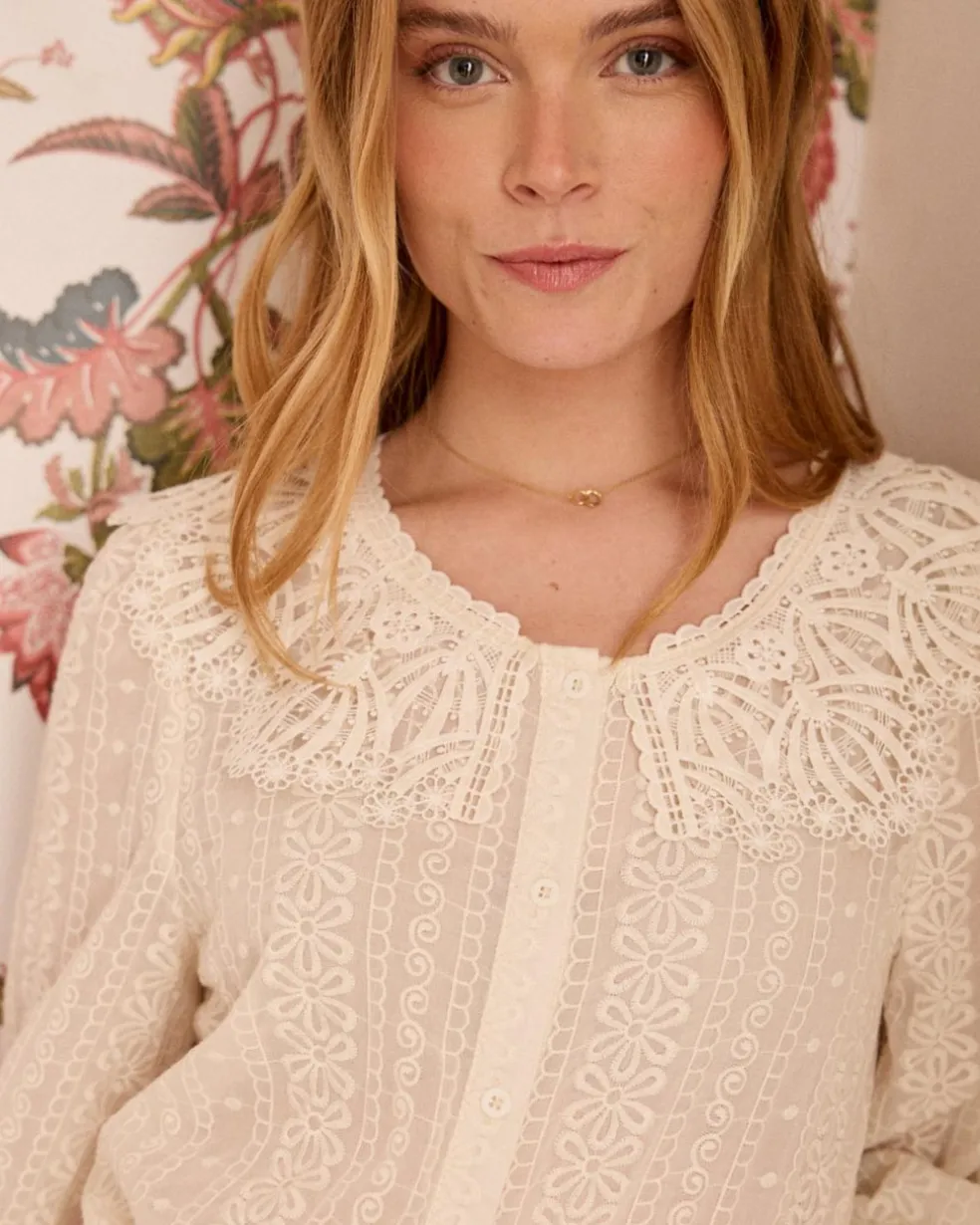 Chemise à col en dentelle Pilar