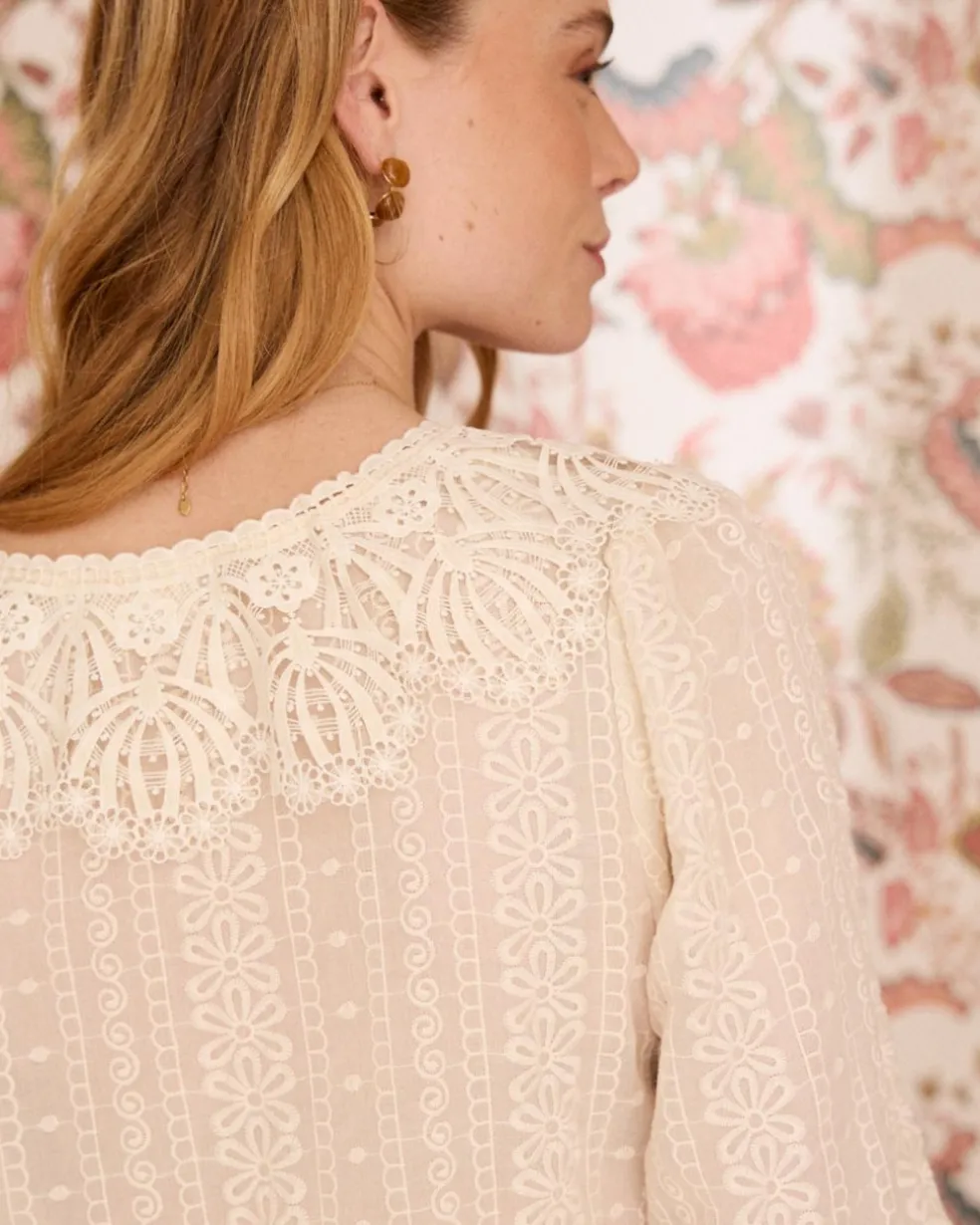 Chemise à col en dentelle Pilar